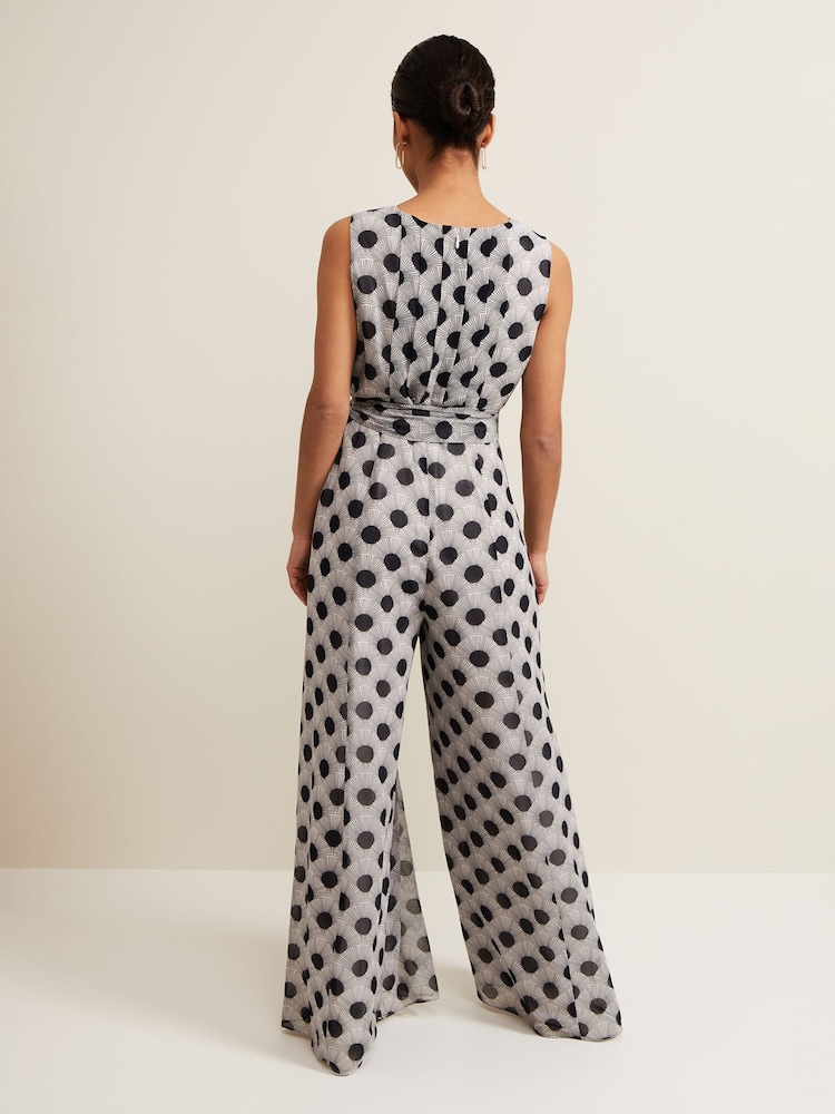 Phase Eight Black Petite Print Petite Janine Jumpsuit - Image 2 of 7