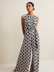 Phase Eight Black Petite Print Petite Janine Jumpsuit - Image 4 of 7
