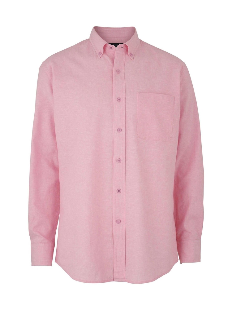 Savile Row Company Pink Classic Fit Linen Cotton Blend Button Down Casual Shirt - Image 1 of 2 Savile Row Company Pink Classic Fit Linen Cotton Blend Button Down Casual Shirt - Image 1 of 2