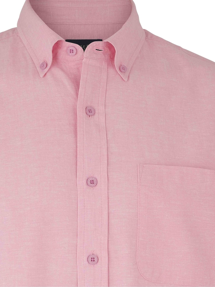 Savile Row Company Pink Classic Fit Linen Cotton Blend Button Down Casual Shirt - Image 2 of 2 Savile Row Company Pink Classic Fit Linen Cotton Blend Button Down Casual Shirt - Image 2 of 2