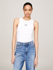 Tommy Jeans White Slim Fit Tank Top - Image 1 of 6