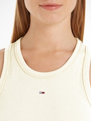 Tommy Jeans Yellow Rib Tank Bodycon Dress - Image 3 of 6