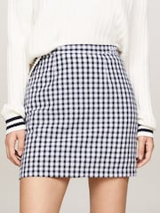 Tommy Jeans White Mini Gingham Skirt - Image 1 of 6