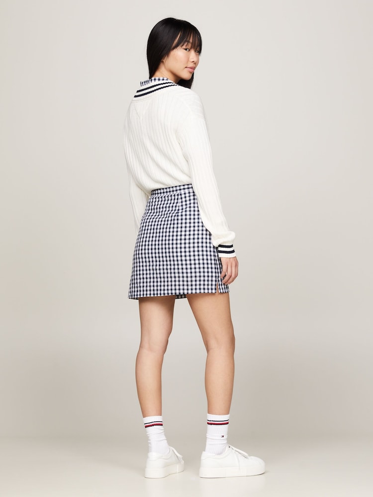Tommy Jeans White Mini Gingham Skirt - Image 2 of 6