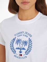 Tommy Jeans White Palm Print 100% Cotton T-Shirt - Image 3 of 6