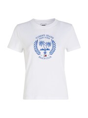 Tommy Jeans White Palm Print 100% Cotton T-Shirt - Image 4 of 6