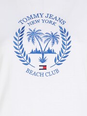 Tommy Jeans White Palm Print 100% Cotton T-Shirt - Image 6 of 6