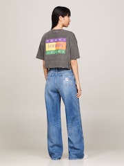 Tommy Jeans Grey Oversized Crop 100% Cotton T-Shirt - Image 2 of 6