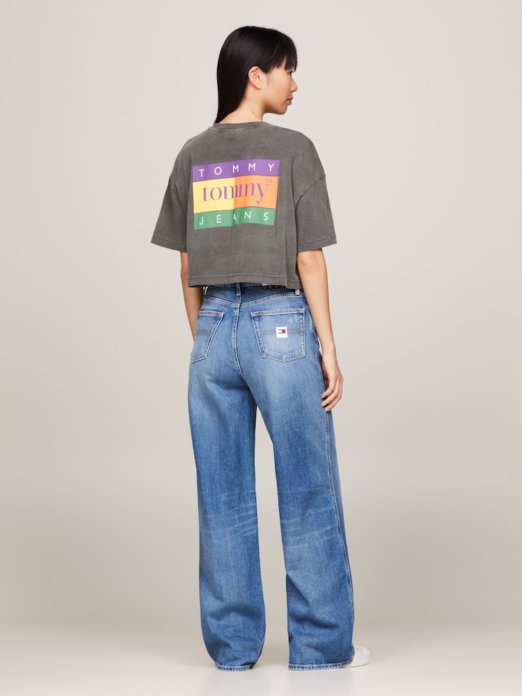 Tommy Jeans Grey Oversized Crop 100% Cotton T-Shirt - Image 2 of 6