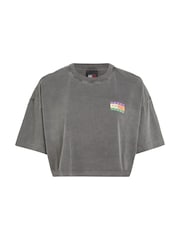 Tommy Jeans Grey Oversized Crop 100% Cotton T-Shirt - Image 4 of 6