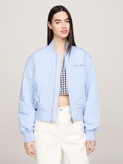 Tommy Jeans Blue Mom Fit Bomber Jacket - Image 1 of 10