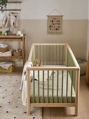 Mamas & Papas Natural Moss Green Solo Cot Bed - Image 3 of 9