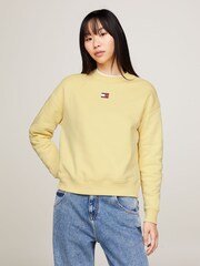 Tommy Jeans Yellow 100% Cotton Boxy Badge Sweatshirt - Image 1 of 6