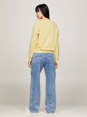 Tommy Jeans Yellow 100% Cotton Boxy Badge Sweatshirt - Image 2 of 6