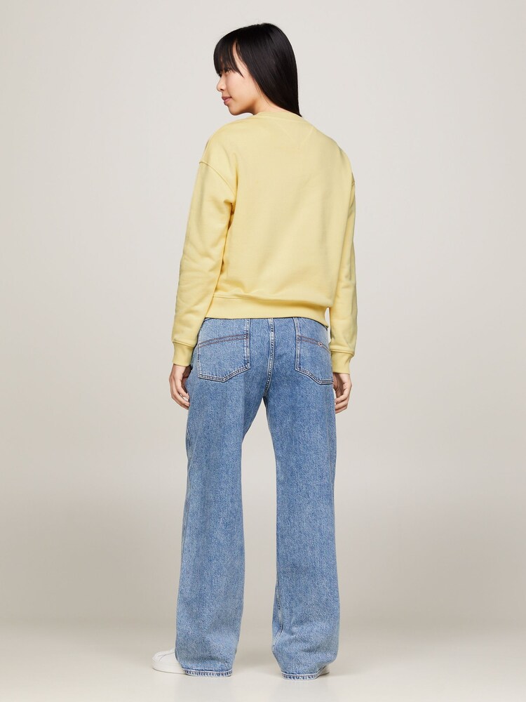 Tommy Jeans Yellow 100% Cotton Boxy Badge Sweatshirt - Image 2 of 6