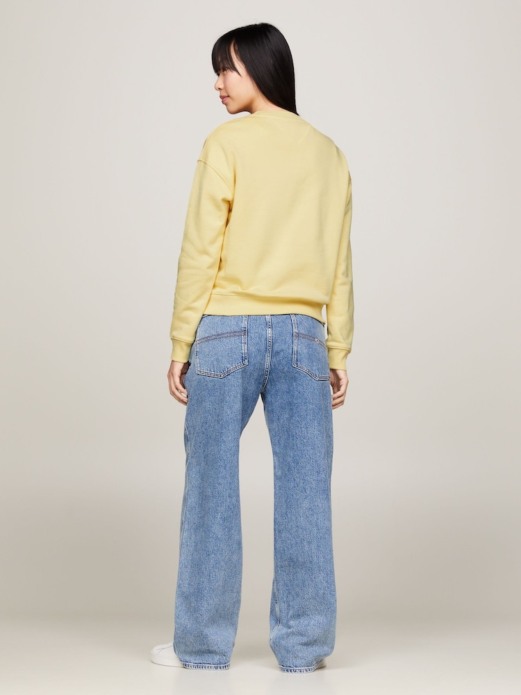 Tommy Jeans Yellow 100% Cotton Boxy Badge Sweatshirt - Image 2 of 6 Tommy Jeans Yellow 100% Cotton Boxy Badge Sweatshirt - Image 2 of 6