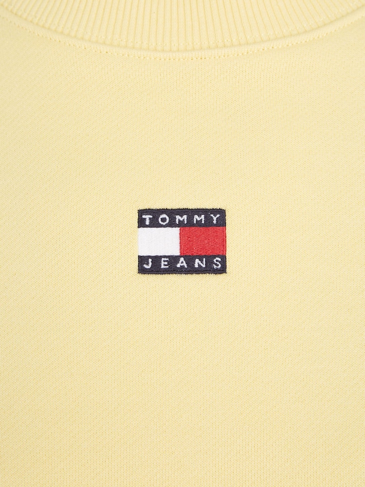 Tommy Jeans Yellow 100% Cotton Boxy Badge Sweatshirt - Image 6 of 6