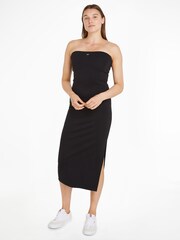 Tommy Jeans Black Midi Bodycon Tube Dress - Image 1 of 6