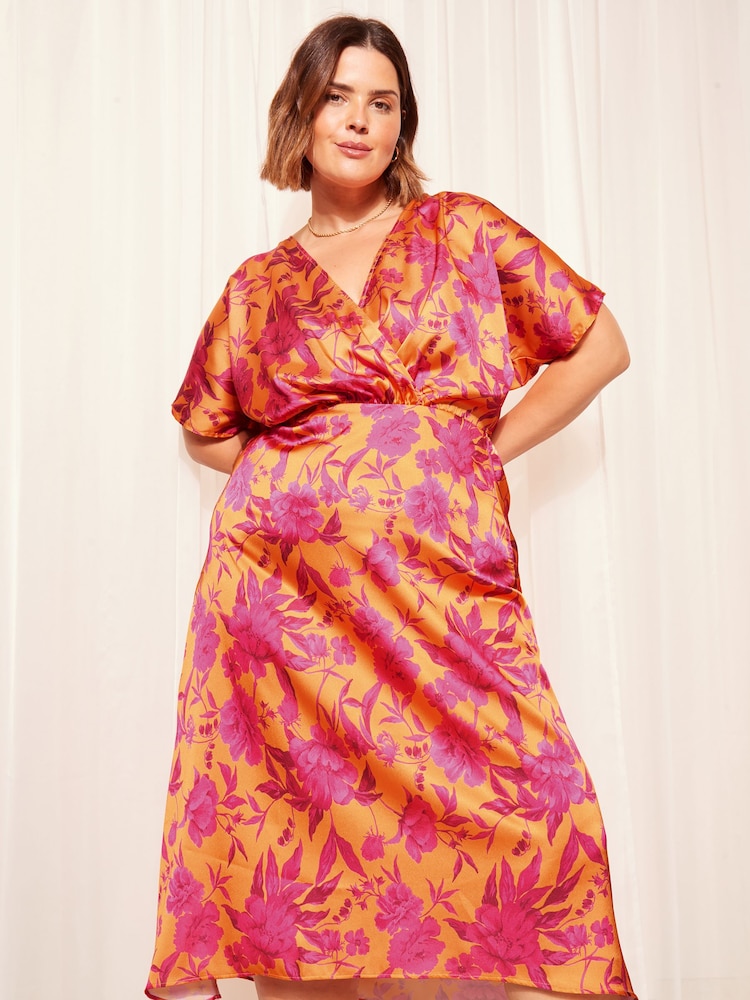 Rochie midi petrecută cu Satin Mânecă scurtă mărimi mari - Image 3 of 4