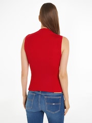 Tommy Jeans Red Zip Badge Sweater Vest - Image 2 of 6