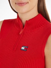 Tommy Jeans Red Zip Badge Sweater Vest - Image 3 of 6