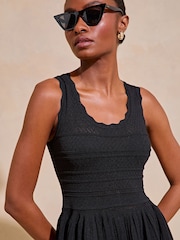 Lipsy Black Knitted Stitch Detail Fit and Flare Mini Dress - Image 4 of 4