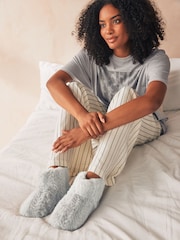 Grey Faux Fur Boot Slippers - Image 2 of 7