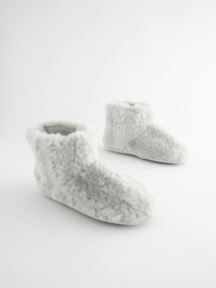 Buy Grey Faux Fur Boot Slippers from Next India