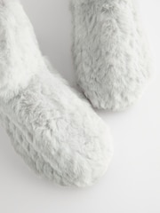 Grey Faux Fur Boot Slippers - Image 6 of 7