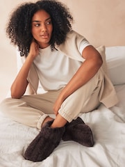 Chocolate Brown Faux Fur Boot Slippers - Image 1 of 7