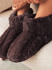 Chocolate Brown Faux Fur Boot Slippers - Image 2 of 7