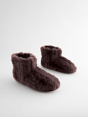 Chocolate Brown Faux Fur Boot Slippers - Image 3 of 7
