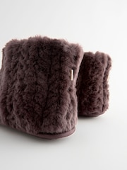 Chocolate Brown Faux Fur Boot Slippers - Image 5 of 7