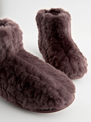 Chocolate Brown Faux Fur Boot Slippers - Image 6 of 7
