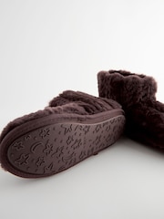 Chocolate Brown Faux Fur Boot Slippers - Image 7 of 7