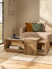 Dark Bronx Bronx Marquetry Oak Effect Set of 2 Nesting Coffee Tables - Image 1 of 7