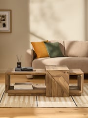 Dark Bronx Bronx Marquetry Oak Effect Set of 2 Nesting Coffee Tables - Image 2 of 7