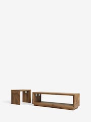 Dark Bronx Bronx Marquetry Oak Effect Set of 2 Nesting Coffee Tables - Image 6 of 7