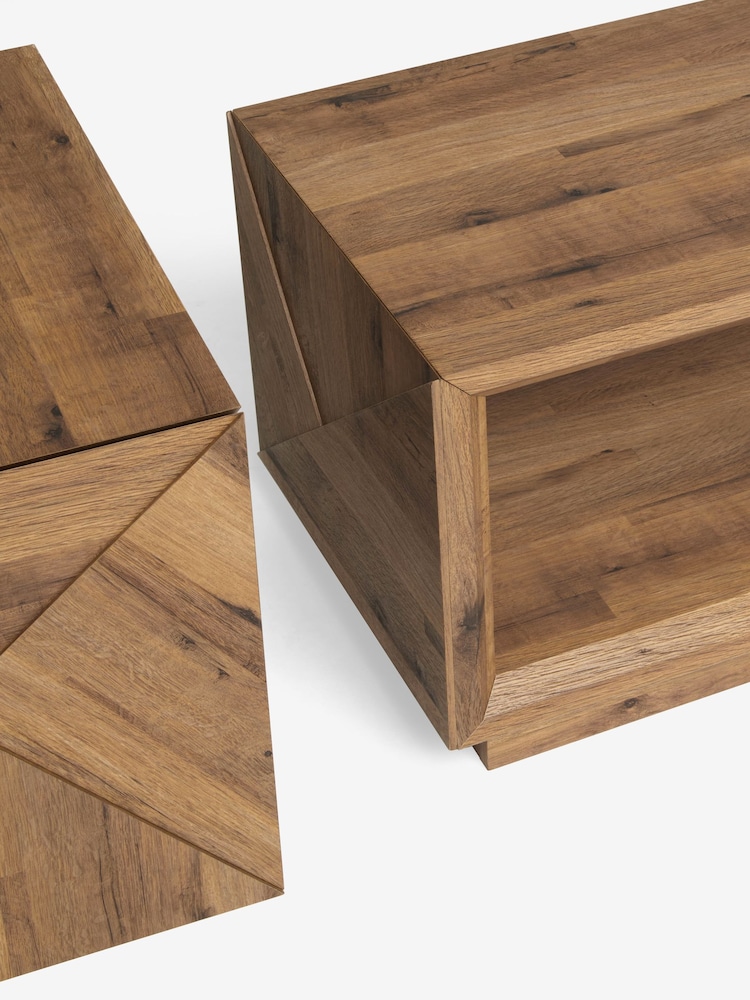Dark Bronx Bronx Marquetry Oak Effect Set of 2 Nesting Coffee Tables - Image 7 of 7