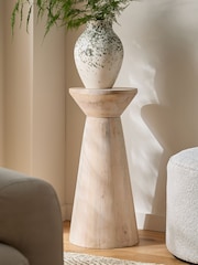 Light Mango Wood Large Trumpet Plinth Side Table - Image 1 of 3
