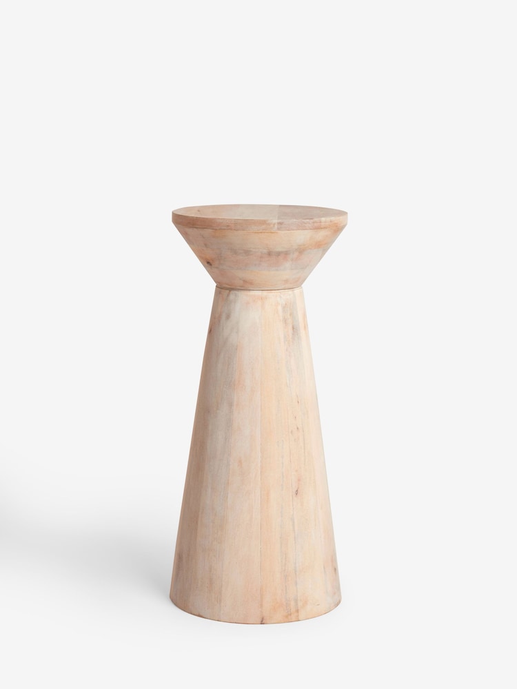 Light Mango Wood Large Trumpet Plinth Side Table - Image 3 of 3