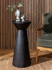 Black Mango Wood Large Trumpet Plinth Side Table - Image 1 of 4