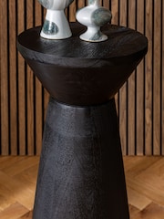 Black Mango Wood Large Trumpet Plinth Side Table - Image 2 of 4
