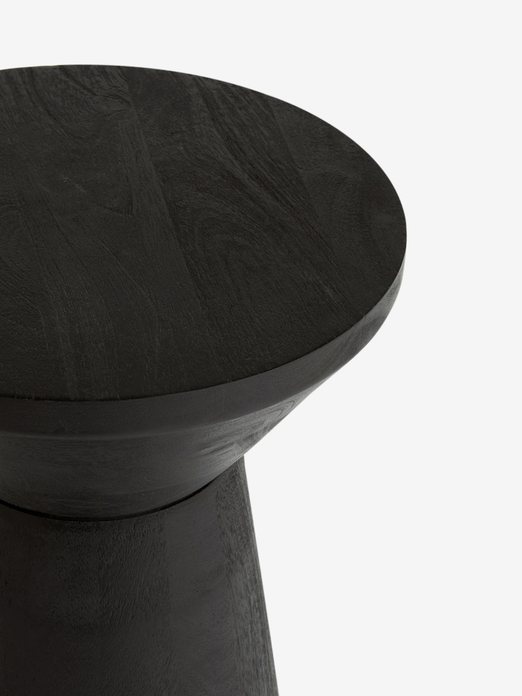 Black Mango Wood Large Trumpet Plinth Side Table - Image 4 of 4