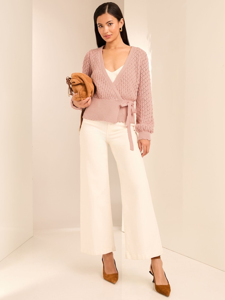 Lipsy Pink Tie Side Wrap Cardigan - Image 3 of 4