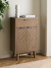 Natural Tetbury Solid Oak and Veneer Space Saving Small Slim Sideboard - Image 1 of 9