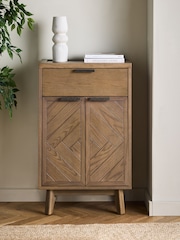 Natural Tetbury Solid Oak and Veneer Space Saving Small Slim Sideboard - Image 2 of 9