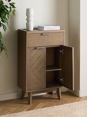 Natural Tetbury Solid Oak and Veneer Space Saving Small Slim Sideboard - Image 3 of 9