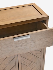 Natural Tetbury Solid Oak and Veneer Space Saving Small Slim Sideboard - Image 9 of 9