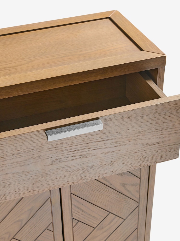 Natural Tetbury Solid Oak and Veneer Space Saving Small Slim Sideboard - Image 9 of 9